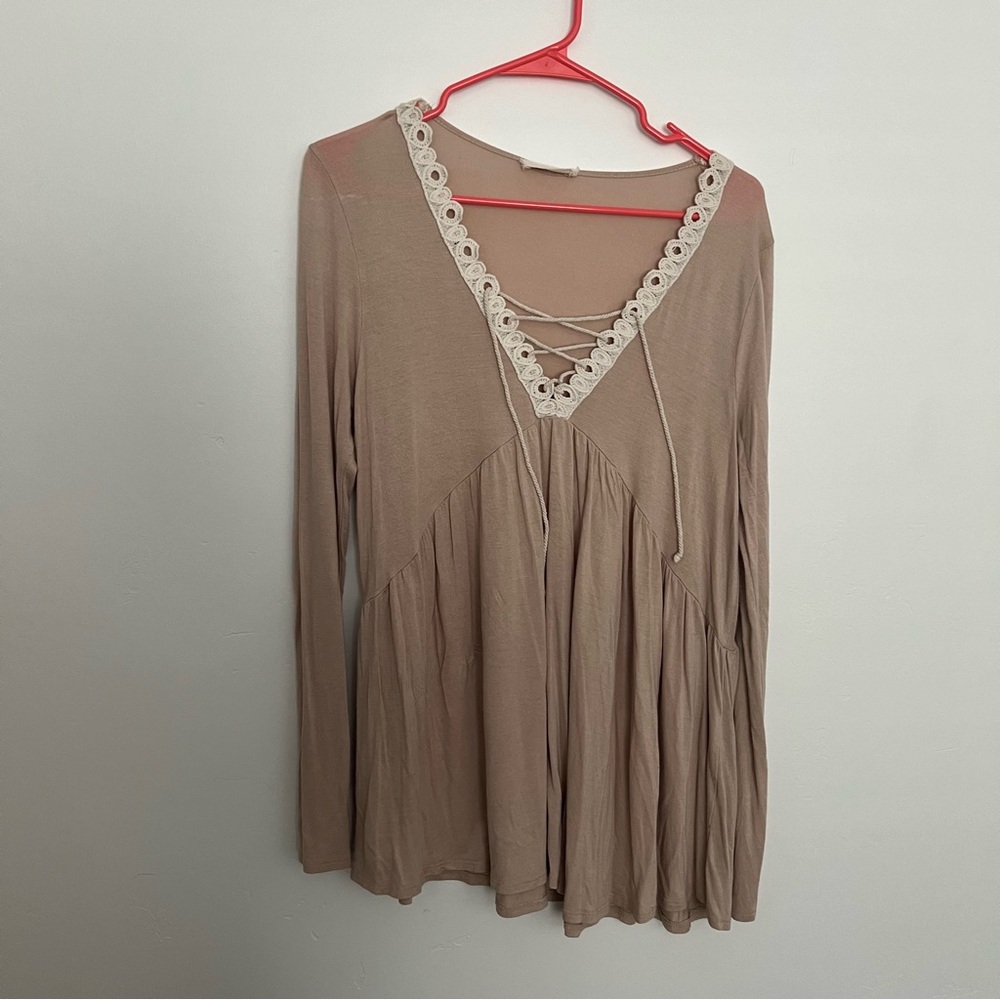 Lace up front long sleeve shirt